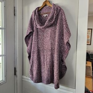 Woman Within Purple Poncho Sweater
